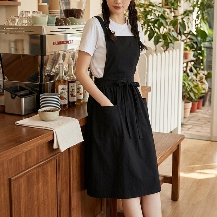 여성 원피스형 앞치마 예쁜 면앞치마 카페 앞치마