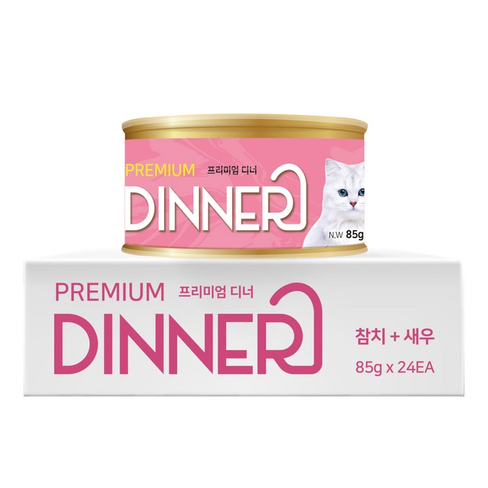 펫아띠 프리미엄 디너 고양이캔 참치&새우 (85g*24개입)