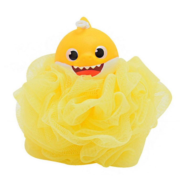 핑크퐁 샤워볼 유아 샤워타월, 옐로우(아기상어), 1개
