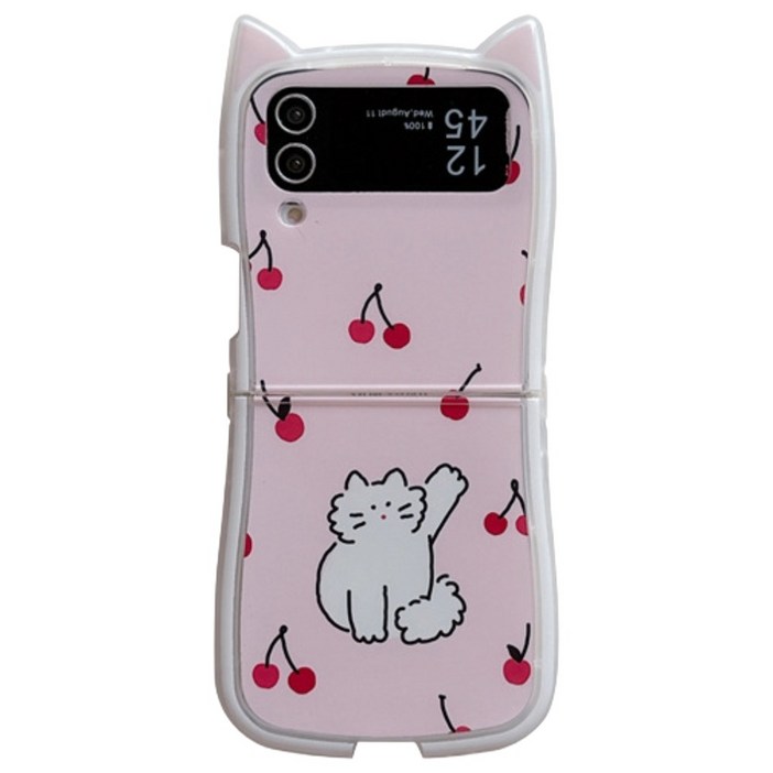 비니츄 체리핑크냥 스트랩 제트플립 케이스