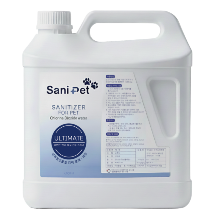 쎄니펫 고양이 강아지 배변 탈취 세정제 암모니아 요산 분해 제거 무향, 4kg, 1세트