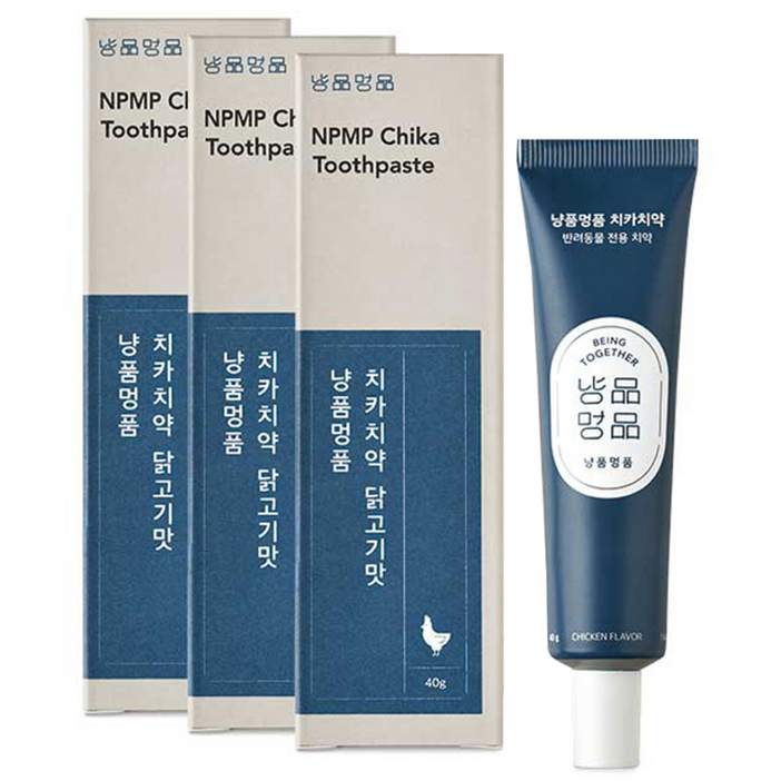 냥품멍품 치카치약 닭고기맛, 40g, 3개