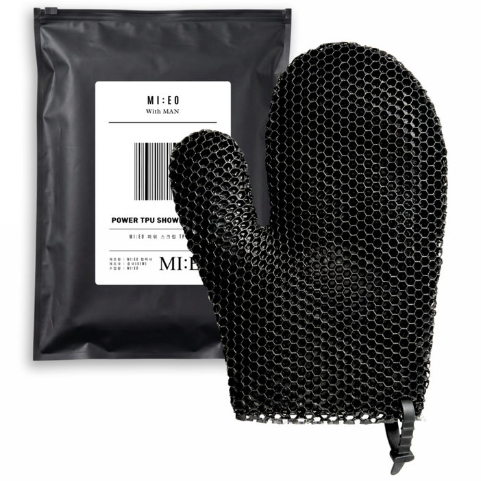 MIEO 파워 스크럽 TPU 샤워글러브, 1개, 1개입, BLACK
