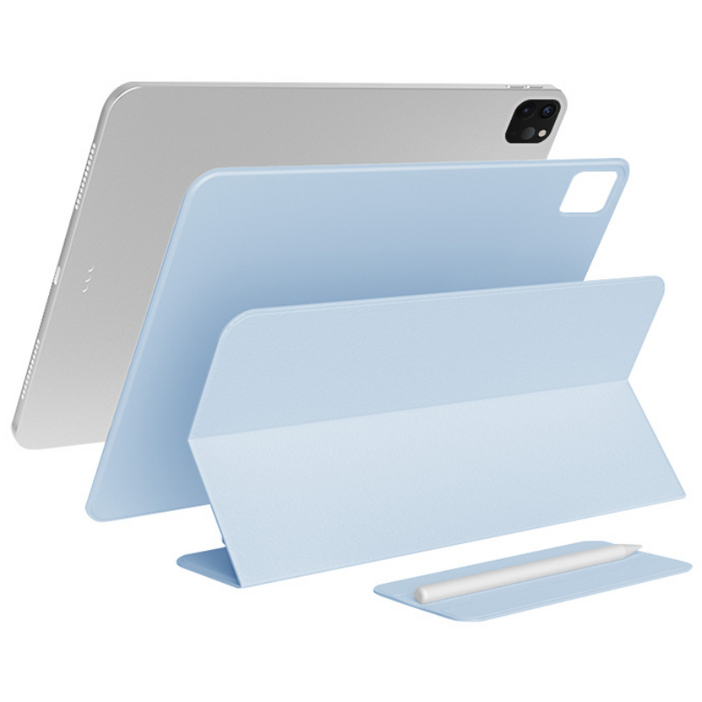 소소한 3단분리 애플펜슬 수납 마그네틱 태블릿PC 커버 매트 폴리오 케이스, Sky Blue