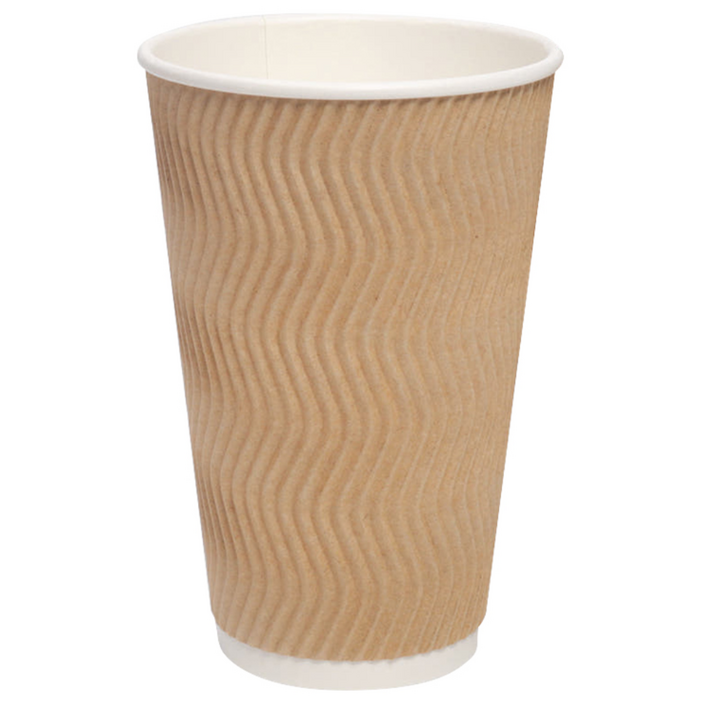 3중 단열 리플컵 크라프트 16oz 390ml 500개입 핫 아이스 겸용 카페 테이크아웃 웨이브 종이컵, 1개