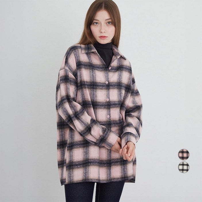 ELLE PARIS 루즈핏 체크 플라넬 셔츠