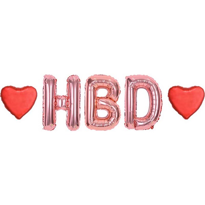 조이파티 알파벳 HBD 은박풍선 소 3종 + 미니하트 은박풍선 2p 세트