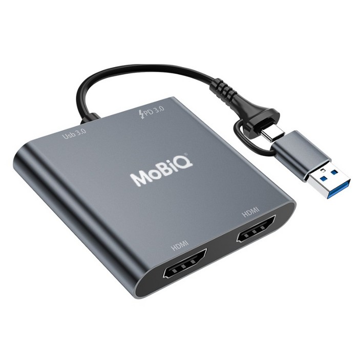 모비큐 C타입 맥북 듀얼 HDMI 4in1 USB 3.0 PD 100W 멀티허브 EM-42HP, 1개