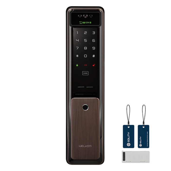 솔리티 웰콤 WiFi 얼굴인식 푸시풀 Iot 디지털 도어락 WSP2900A PLUS