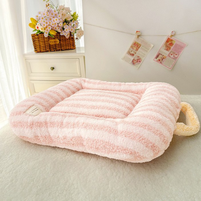 파스텔펫 반려동물 줄무늬 핸들 쿠션방석