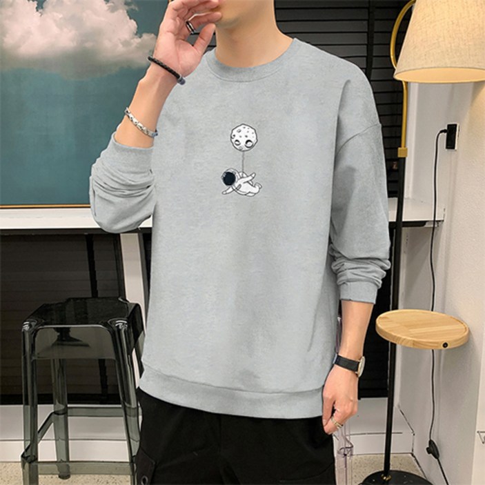 누즈 남성용 가을 얇은 라운드 맨투맨