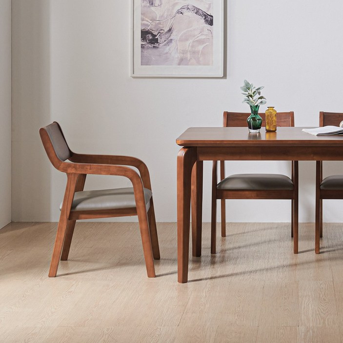 라로퍼니처 라인 1400 참죽나무 원목 4인 식탁 세트