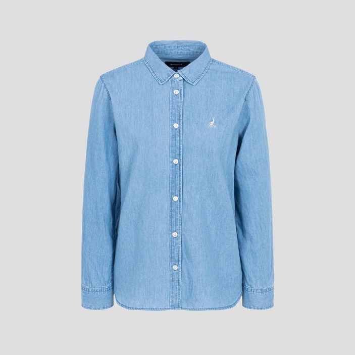 백화점정품 25년SS 빈폴레이디스 빈폴 BEANPOLE Essential 서머 데님 셔츠  스카이블루 BF5464E02Q