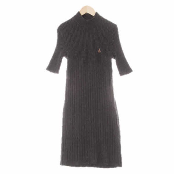 7791 빈폴 차콜 울 모크넥골지반팔니트원피스 95