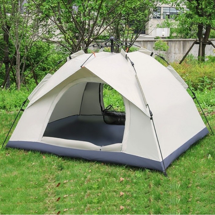 Zebeer 원터치 텐트 캠핑 그늘막 텐트 사각 방풍 텐트, 34인용200200140cm, 베이지블루