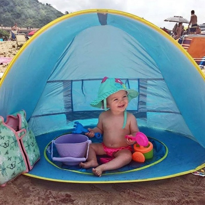 fooi 신상 바닷가 물놀이 원터치텐트 모래놀이 미니 그늘막 5시전 당일발송, 02. 기본블루