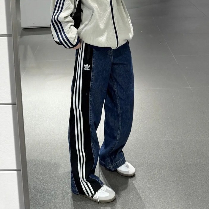 아디다스 오리지널 워시드 와이드 팬츠 데님 블루 KC2636