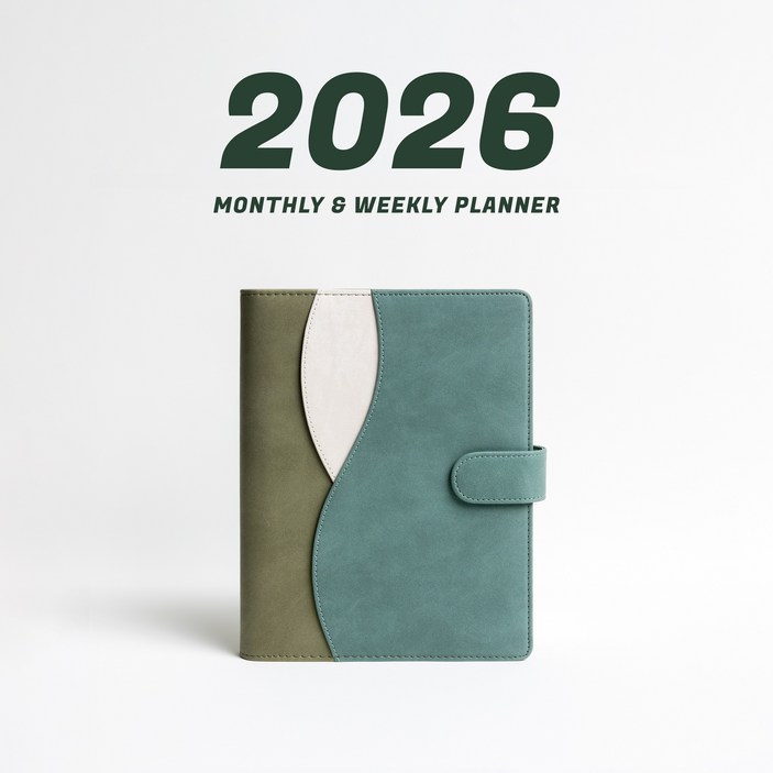 WAVY 프리미엄 6공 비즈니스 2026년 날짜형 다이어리, 올리브 그린 (날짜형), 1개