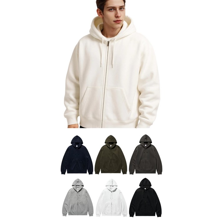 남녀공용 안감 기모 오버핏 기모 후드집업