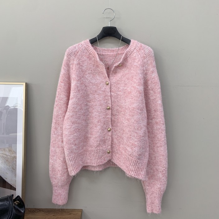 [행복여] 솜사탕 단추 포인트 나그랑 루즈핏 니트 가디건