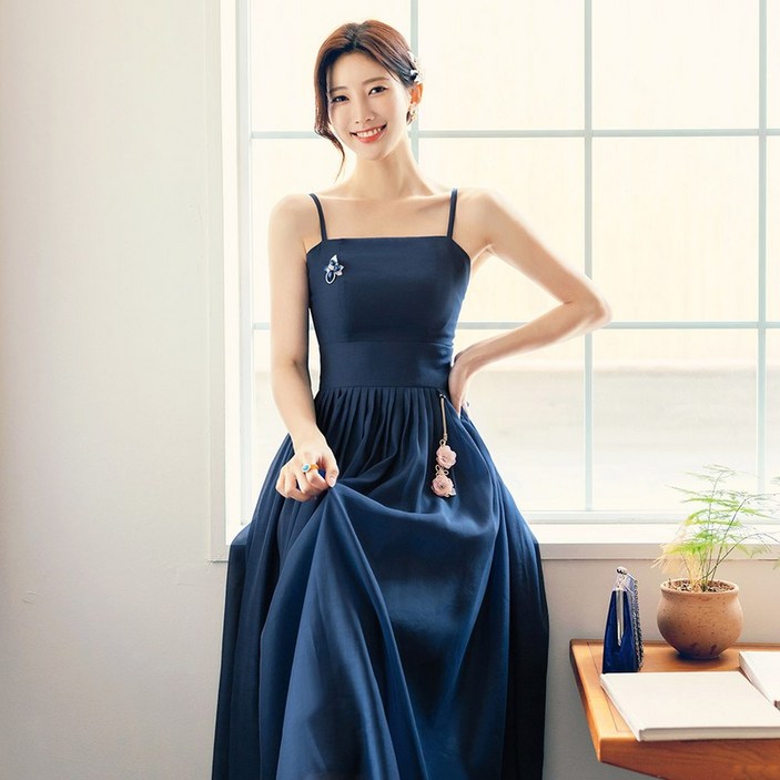시크라인 물보라 오간자 민소매 철릭 원피스 시크라인 물보라 오간자 민소매 철릭 원피스