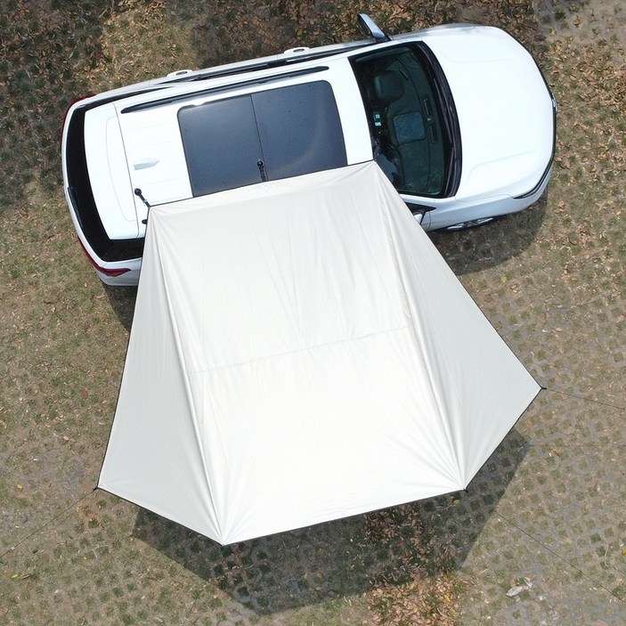 박쥐 모양 블랙 코팅 SUV 차량용 타프 그늘막 흡입 컵이 있는 천막 야외 방수 캠핑용 자동차 어닝 사용, 베이지색
