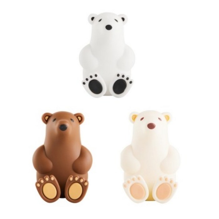 실리콘 칫솔걸이 북극곰 칫솔꽂이 다용도 캐릭터 흡착 걸이 3세트, 아이크림화이트,커피브라운,화이트, 1set