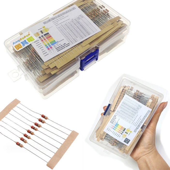 저항세트 약 1220개 탄소 저항 막대저항 1/4W 0.33오옴~4.7M오옴 아두이노