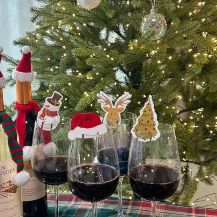 크리스마스 파티 컵 잔 마커 클립 세트 4종 세트