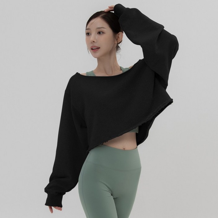 빈티지 오프숄 크롭 맨투맨