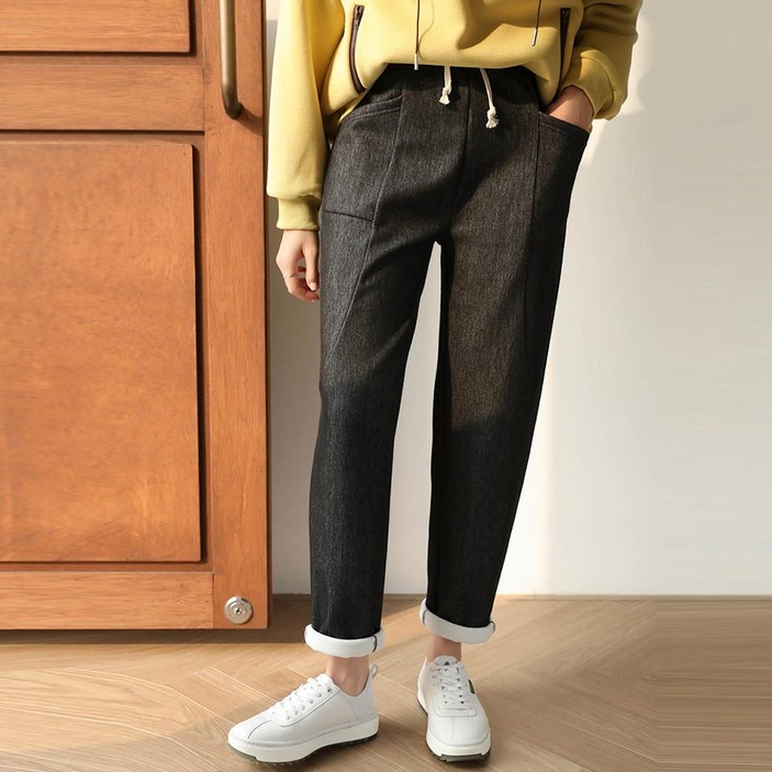 WOW 팬츠 치즈스판 양털융 배기 데님 팬츠 710603