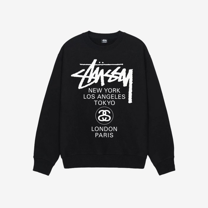 [국내배송] 스투시 월드 투어 크루넥 맨투맨 블랙 3913860 3913792