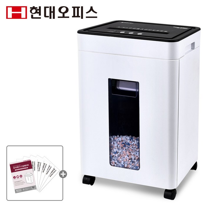 현대오피스 페이퍼프랜드 중형 문서세단기 PK-2012CX+페이퍼오일5매 저소음 12매 20L 파쇄기 세절기