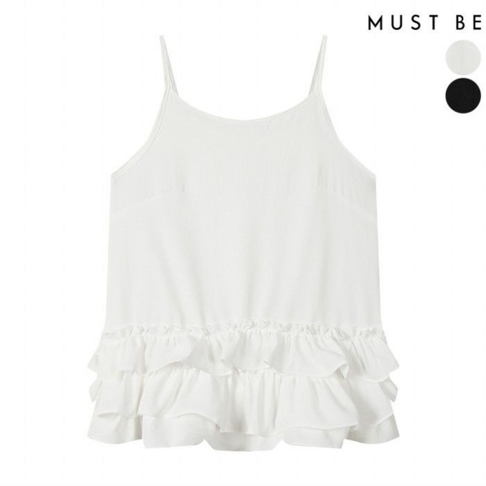 [백화점 출고] 러플 티어드 슬리브리스 티셔츠