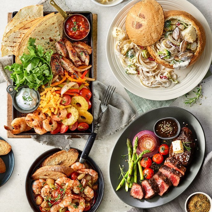 애슐리 홈파티 세트 블랙킹 스테이크봉골레 크림 빠네 파스타감바스 피칸테올라 파히타 총 8인분