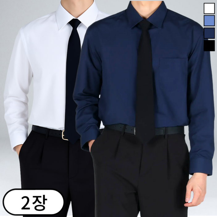 1+1 이브 구김없는 스탠다드핏 남성용 스판 정장 와이셔츠 (6656-2)