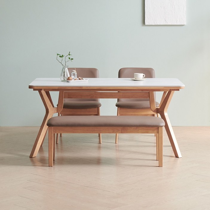 라로퍼니처 리버트 1400 포세린 통 세라믹 패밀리 4인 낮은 식탁 세트