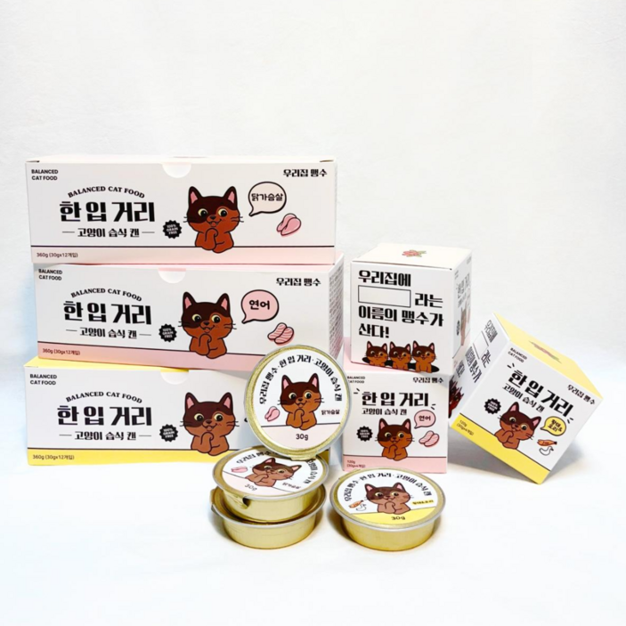 우리집맹수 고양이습식사료 신장건강 캔 닭가슴살+연어+황태&오리 30g, 12개, 12개, 360g