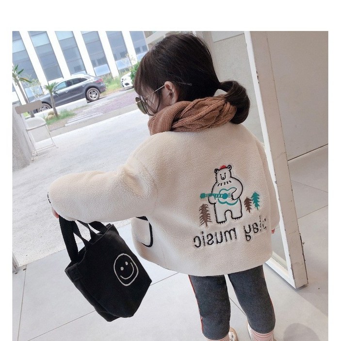 해피팡팡  남아 여아 공용 가을 겨울 뽀글이자켓  플레이 뮤직 베어 후리스 자켓 아동 겨울뽀글이점퍼 키즈 공용 겨울자켓 후리스 뽀글이자켓  남아자켓 여아자켓 아동 겨울자켓