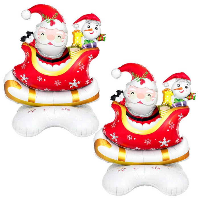 파티팡 크리스마스 X-MAS 에어벌룬 싼타 썰매 대형 산타클로스 대형풍선 85cm*110cm 2개입, 1세트