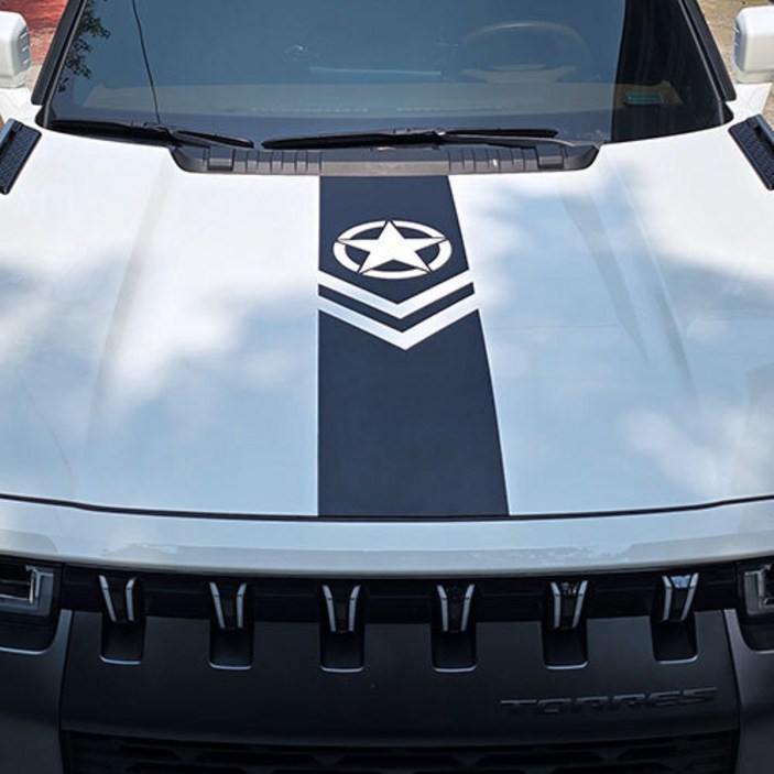 디디앤카 토레스 데칼 스티커 본넷 별 스타 라인 호환, 04.화이트 무광, 1개