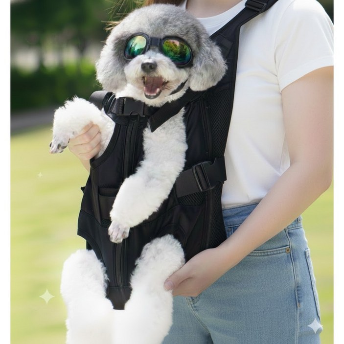 코코다 강아지 이동가방 고양이 반려동물 앞가방 포대기, 1개, 딥블랙