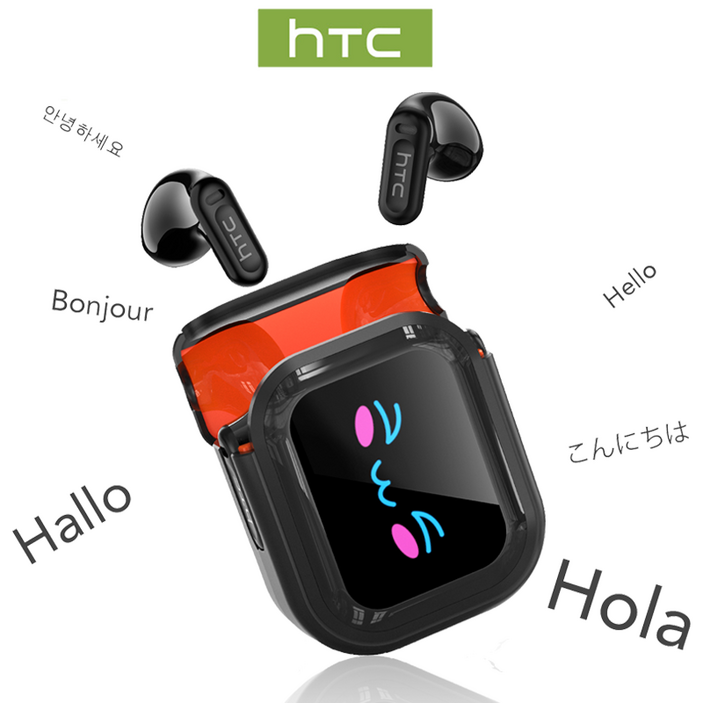 HTC NE20 AI 번역 이어폰 무선 블루투스 이어폰 LED 화면 다기능 고음질, 방수 스포츠 및 게임용 이어폰