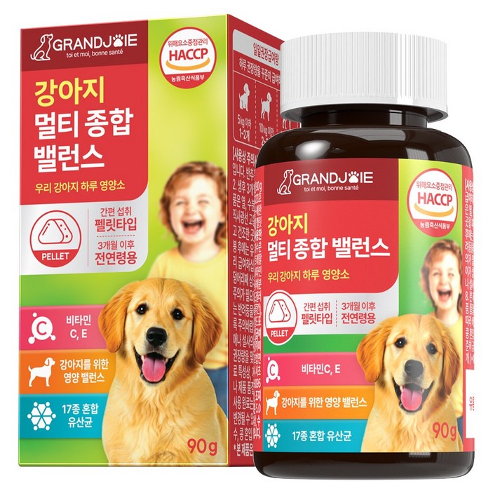 강아지 멀티 종합 비타민 영양제 기관지 눈 피부 관절 장 유산균 항산화 면역력 그랑조아
