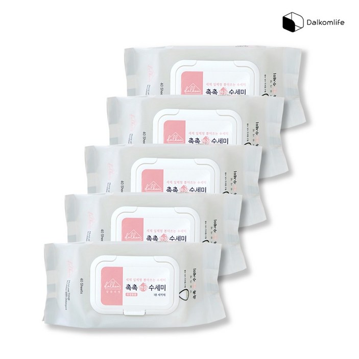 달콤리빙 일회용 세제일체형 촉촉 한장 수세미, 40매, 5팩, 단일색상, 5개