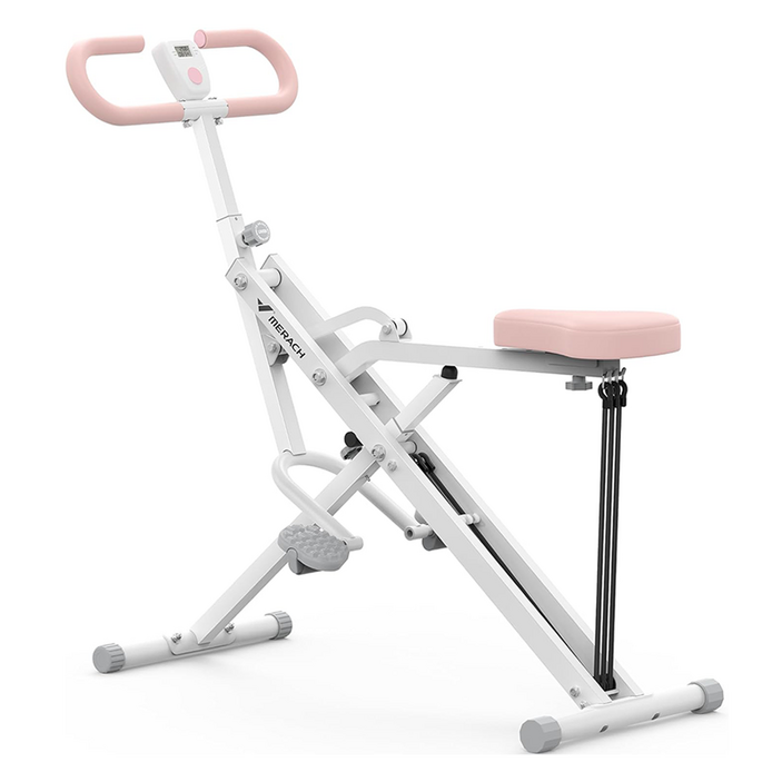 메라치 가정용 스쿼트 로잉 머신 복근운동기구 조절가능 홈트, 화이트+핑크