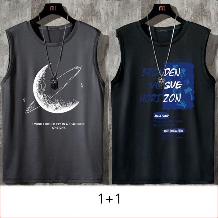 11 남성 여름 민소매 나시 슬리브리스 티셔츠 영문 프린트 캐주얼 탱크탑 YLP