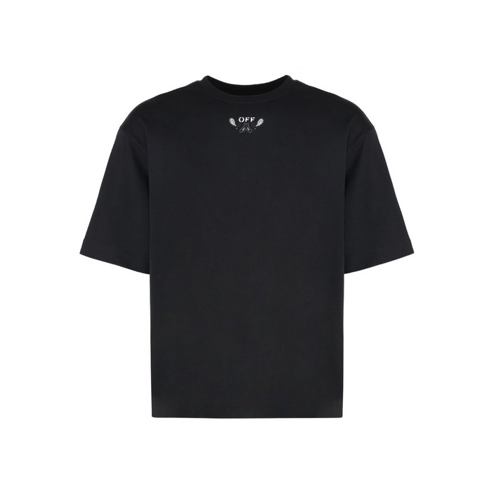 오프화이트 페이즐리 프린트 크루 넥 티셔츠