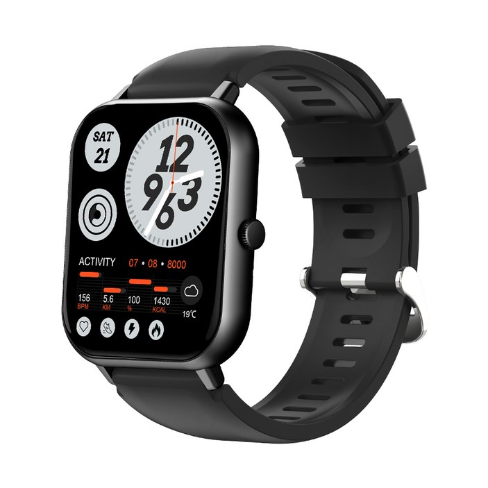 PEJE 운동 걸음 수 건강 관리 블루투스 통화 스마트워치 한국판, 검정색, 4.6cm, GPS + 블루투스