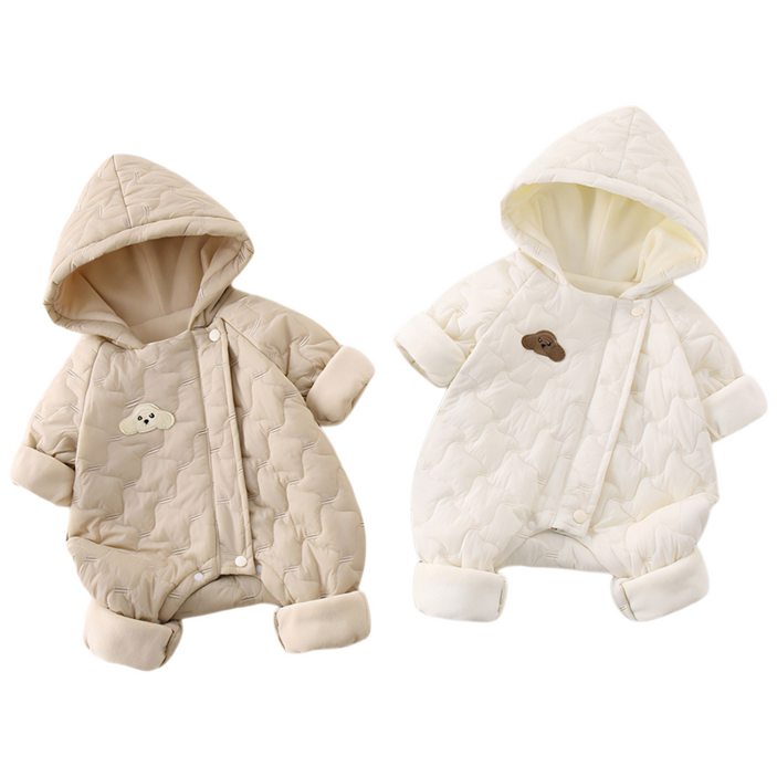 신생아 겨울외출복 패딩 퀄팅 0-12개월 방한 후드 패딩우주복